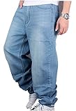 CYSTYLE Herren Jeanshose Baggy Jeans Denim Straight Leg Loose Fit in Hellbalu