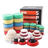 SPTA Polierpads für Bohrer, 36 Stück, 25/50/80mm, Polierschwamm, Wolle, Polierpads Set für Autopolierer, Poliermaschine mit 1 M14-Bohrer-Adapter zum Polieren, Schleifen, Wachsen