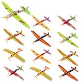 Funalix Schaumstoff Segelflugzeug,12 Stück Wurfgleiter，Flugzeugmodelle,Geburtstagsparty und Belohnung Spielzeug für Jungen Mädchen(Mehrfarbige)