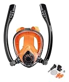 Xinduolei Schnorchelmaske Tauchmasken Maske Anti-Fog Schwimmen Atem Trockener Tauchbrillen Schnorchel-Tauchglas Tauchermaske (Color : Black Orange, Size : S)