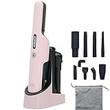 djive Ultralight Akku Handsauger, beutellos, kabellos, 650g Leichter Handstaubsauger für Tierhaare, Auto, Krümel, 25 Min Laufzeit, 15 kPa starker Tischstaubsauger mit Zubehör Set, 69 dB leise, rosa