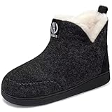 GURGER Hausstiefel Damen Plüsch Gefüttert Herren Hüttenschuhe Filz Warm Winter Hausschuhe Hohe Hüttenstiefel Filzpantoffeln Slipper Boot, Größe 42 43 Schwarz