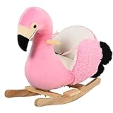 HOMCOM Schaukelpferd Schaukelspielzeug Flamingo mit Sicherheitsgurt Haltegriffe Plüsch 60 x 33 x 52 cm