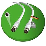 conecto TV-Kabel, Antennen-Kabel, Koaxial-Kabel, IEC-Stecker auf IEC-Buchse, doppelt geschirmt, 0,50m, weiß, 0,50 m