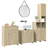 Owoxanthellate 4 TLG Badmöbel Set Sonoma Eiche Holzwerkstoff 60x33x60 cm Waschbeckenunterschrank mit viel Stauraum Modernes Design Robust und Langlebig für kleine Badezimmer