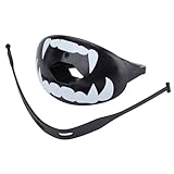 Sports Mouthguards with Strap, Breathable Adult and Youth Football Mouth Guards, Upper Teeth and Lip Protector or Boxing, Kickboxing, Football, 3 X 1.8 X 2.2in (Black background white teeth)