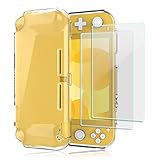 ProCase Schutzhülle + (2 Stück) Displayschutzfolien für Nintendo Switch Lite 2019, Weich dünn TPU Stoßfest Klar Hülle + 2 Hartglas Blasenfrei Displayschutzfolien aus gehärtetem Glas –Klar