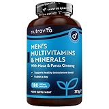 Nutravita Multivitamine & Mineralien für Männer - 25 Essentielle Aktive Vitamine & Mineralien mit Maca-Wurzel & Panax Ginseng - 180 Vegane Multivitamin Tabletten - Multivitamin Tabletten Hochdosiert