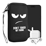kwmobile Handytasche für Smartphones XXL - 7' - Neopren Handy Tasche Hülle Cover Case Schutzhülle - Don't Touch My Phone Weiß Schwarz - 17,7 x 8,5 cm Innenmaße