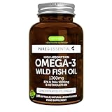 Ultra pures Omega 3 Wildfischöl in Triglycerid Form mit Astaxanthin, 1000mg EPA DHA Fettsäuren höchst absorbierendes Fischöl Konzentrat, 180 Kapseln, von Igennus