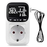 Digitaler Temperaturregler Steckdose, 230V Thermostat Steckdosen mit NTC-Sonde, Feuchtigkeitsregler Steckdosenthermostat Heizung Kühlung Temperaturschalter für Gewächshaus Aquarium Reptilien