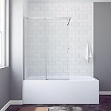 Duschwand für Badewanne 110 x 150 cm Duschabtrennung 6 mm Sicherheitsglas Badewannenaufsatz mit Nano Beschichtung Schiebetür Glaswand Duschabtrennung