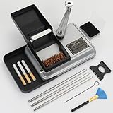 Zigarettenstopfmaschine Stopfmaschine für Zigaretten Tabak Stopfgerät Zigarettenstopfer Zigarettenmaschine Zigarettenrollmaschine Zigaretteninjektor Dual Rail Design Manuelle Rollmaschine (Silber)