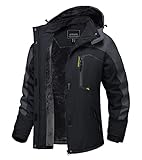 TACVASEN Damen Übergangsjacke Winter Hiking Softshelljacke Skijacke Verdickt Wasserabweisend Outdoorjacke Freizeit Sportjacke, Schwarz-grau, M