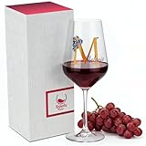 Sipply Weinglas personalisiert mit Monogramm und Name 530 ml Blaue Blüten Geschenke zum Geburtstag Weihnachten für Mama Papa Oma Opa Freundin Weinliebhaber