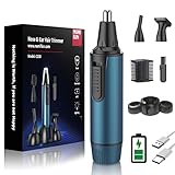 Nasenhaartrimmer Herren, 3 in 1 Professioneller Ohrhaarschneider und Nasenhaarentferner für Männer und Frauen, USB Wiederaufladbar, Dual Klingen, IPX7 Wasserdicht, Einfache Reinigung, Blau