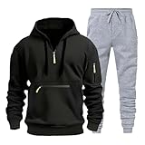 Trainingsanzug Herren Langarm, Atmungsaktiv Hausanzug Langarm Warme Wintercoat Freizeitanzug Mit Elastischem Sportanzug Regular Fit Trainingsanzug Baumwolle 2-Teilig Tracksuit Sweatshirt Sporthose