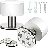 DONGZQAN Türstopper Wand,2 Stück Türstopper Selbstklebend Wand Edelstahl Türstopper 1.57 x 1.65 Zoll Doppel-Türstopper mit Schalldämpfer (Weiß)