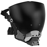 Taktische Maske, Grau Lens Full Face Skull Paintball Schutzmaske für Cs Wargame Halloween Cosplay Kostüm Party Schwarz