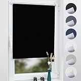 Grandekor Verdunkelungsrollo Klemmfix Thermorollo ohne Bohren 60x150cm (Stoffbreite 56cm) Schwarz für Fenster und Tür – Lichtundurchlässig Verdunklungsrollo Sonnenschutz Hitzeschutz mit OEKO-TEX