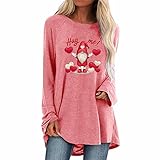 Shirt Damen Sexy Bedrucktes T-Shirt zum Valentinstag für Damen, langärmelig, Rundhalsausschnitt, übergroßes, lockeres, bequemes Oberteil Kasack Damen