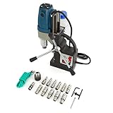 CREWORKS Magnetbohrmaschine 1100W Kernbohrmaschine 550RPM Magnetbohrer Kernbohrungenbereich φ12-φ40mm Max. Tiefe 50 mm Elektromagnetische Bohrmaschine 12000N 2700LBS (Mit 11 Kohrer)