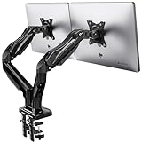 HUANUO Monitor Halterung 2 Monitore für 13 bis 32 Zoll Bildschirme, Bildschirmhalterung 2 Monitore, Monitorhalterung 2 Monitore - 360° Drehbar/2 Montageoptionen/VESA 75/100