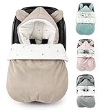 Winterfußsack Fußsack Babyschale Winter Herbst Babyfußsack warm, Einschlagdecke Baby Kinderwagen Buggy universal 3-Punkt und 5-Punkt Gurt BEIGE