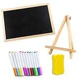 DUGEGAYL 2 Stück Kreidetafel mit Holzrahmen Sets, Kleine Tafel-Holzschilder, Schiefertafel zum Beschriften Kreidetafeln aus Holz Kreiden Tafel