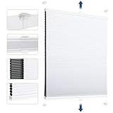 Sekey Wabenplissee Ohne Bohren Verdunkelung Rollo 100% verdunkelnd Blickdicht, Klemmfix, Aluminiumschiene, ZWeißeitig wählbar in Weiß & Grau 40x130cm (BxH)