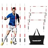 Tansheep Slalomstangen Fussball Trainingsset Slalom Poles 6 Slalom Stangen mit Tasche, 6 Agility-Stöcke mit Feder, 3 Horizontale Stöcke für Koordinationstraining, Slalom, Fußball, Hundesport