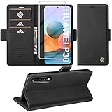 Handyhülle für Huawei P30 Hülle mit Schutzfolie, Standfunktion Kartenfach Wallet Premium Leder Schutzhülle P30 Flip Case Cover Stoßfeste Klapphülle P30 6.1 Zoll