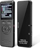 Vormooi 64GB Diktiergerät, 3072kbps Aufnahmegerät mit USB-C-Ladung, hintergrundbeleuchteter Bildschirm und One-Touch-Aufnahme, Diktiergerät mit Sprachaktivierung für Kurse Konferenzen usw