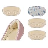 VivoFoot 4 Stück fersenpolster, Fersenschutz, Dicke Einlagen und Füllungen für zu große Schuhe,Fersenkissen für Schuhe, Selbstklebende Fersenhalter gegen Blasen & Reibung (Beige)