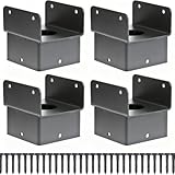 Stahl-Pfosten-Ankerverbinder, Basishalterung für 4 x 4 Holzpfosten mit vorgebohrten Löchern, entworfen für stabile und sichere Befestigung (2 Stück)