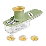 Mini Knoblauchschneider, Multifunktionale Knoblauchmühle & Mandolinenschneider, 3-in-1 Ingwerreibe, Knoblauchreibe, Gemüsesschneider Mit Behälter, Griffige Knoblauchpresse Für Zwiebeln, Karotten(B)