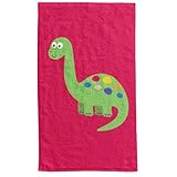 damaloo Kinderhandtuch 30x50cm mit Dino Motiv aus Baumwolle - Händetuch für Jungen – Gästehandtuch - Gesichtstuch – Rotes Handtuch - Kleiner Waschlappen 30x50 cm - Kinder Handtuch klein