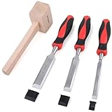Hi-Spec Stechbeitel Set für Holz mit Holzhammer, umfassendes Set mit Holzhammer und Stechbeitel in 3 Größen für Präzise Schnitte bei Ihrem Holzprojekten.