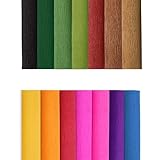 14 Farben Krepppapier 25x250cm krepppapier Bunt Zum Bunt Bänder Crepe Paper Schultüten-Ummantelung und Dekorative Party Streamer Blume DIY Kits für Weihnachten, Papierhandwerk -Leuchtend sortiert