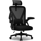 Daccormax Bürostuhl, Bürostuhl ergonomisch, Schreibtischstuhl Chefsessel mit Einstellbarer Kopfstütze, weiche Lendenwirbelstütze und Klappbare Armlehnen, Computerstuhl Wippfunktion Bürostuhl 150 kg