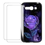 UOGNADGD Kompatibel mit Alcatel One Touch Pop C9 7047D Bunte Personalisierte Hülle mit 2 Glasschutzfolie-Schutzfolien – Stoßfest und Kratzfest (Rose)