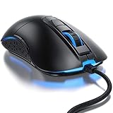 CSL - Kabelgebundene Gaming-Maus mit Optischem Sensor mit 5000 DPI für Rechts- und Linkshänder (9 programmierbare Tasten, Ergonomischer Formfaktor, RGB-Beleuchtung) Schwarz