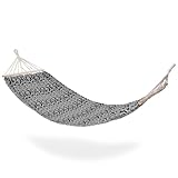 Hängematte Stabhängematte Einzelhängematte schwarz und weiß 200x80 cm