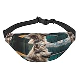 Fun Animal Wolf Bauchtasche für Herren und Damen, große Crossbody-Gürteltasche, Bauchtasche mit verstellbarem Gurt, Schwarz, Einheitsgröße, Schwarz , Einheitsgröße