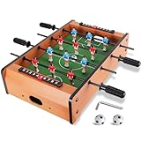 WIN.MAX Mini Tischfussball (Aktualisierung), Tragbarer Leichter Tischfußball, Kickertisch/Tischkicker für Kinder, Einfach zu Montieren und zu Lagern, 51 x 31 x 10 cm (Braun) (Klassisch)