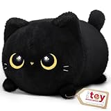 Mewaii Schwarze Katze Plüschkissen 20CM Weiches Kawaii Kuscheltier für Kinder,Niedliches Katze Plüschtier,Perfektes Kuschelkissen und Geschenk