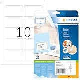 HERMA 5028 Universal Etiketten, 25 Blatt, 83,8 x 50,8 mm, 10 pro A4 Bogen, 250 Stück, selbstklebend, bedruckbar, matt, blanko Papier Klebeetiketten Aufkleber, weiß