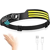 DAWINSIE Stirnlampe LED Wiederaufladbar USB, Intelligenter Sensor Kopflampe mit 5 Lichtmodi, Wasserdichte Superhell Stirnlampen für Hikezeit, joggen, Angeln,Campen,Klettern (Modell 1)