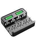 EBL Akku ladegerät für AA AAA C D NI-MH Akkus Type C Input Schnell ladegerät, LCD Anzeige Batterienladegerät