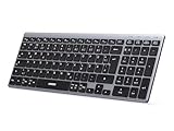 UGREEN Bluetooth Tastatur Kabellos (BT5.4+2.4G), Ultra Slim Scherentastatur, Wiederaufladbares Keyboard mit 3 Kanälen, Kompatibel mit Windows/macOS/Android-QWERTZ Layout